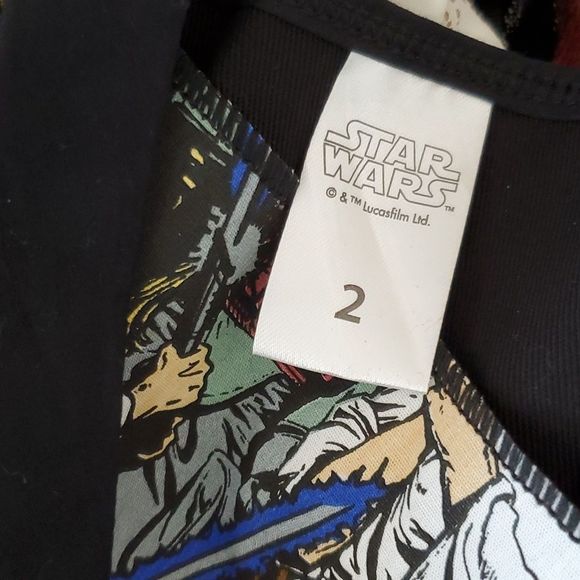 Star Wars 2X Allover Character Print Halter Corset Waist Cinch black White - Picture 8 of 13